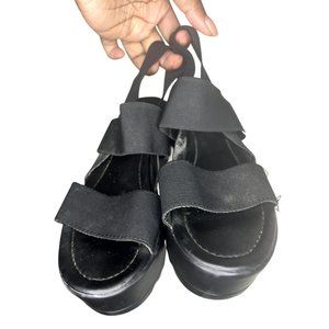 Target Size 6.5 Slip On Platform Wedge Sandals Soft Insole Black